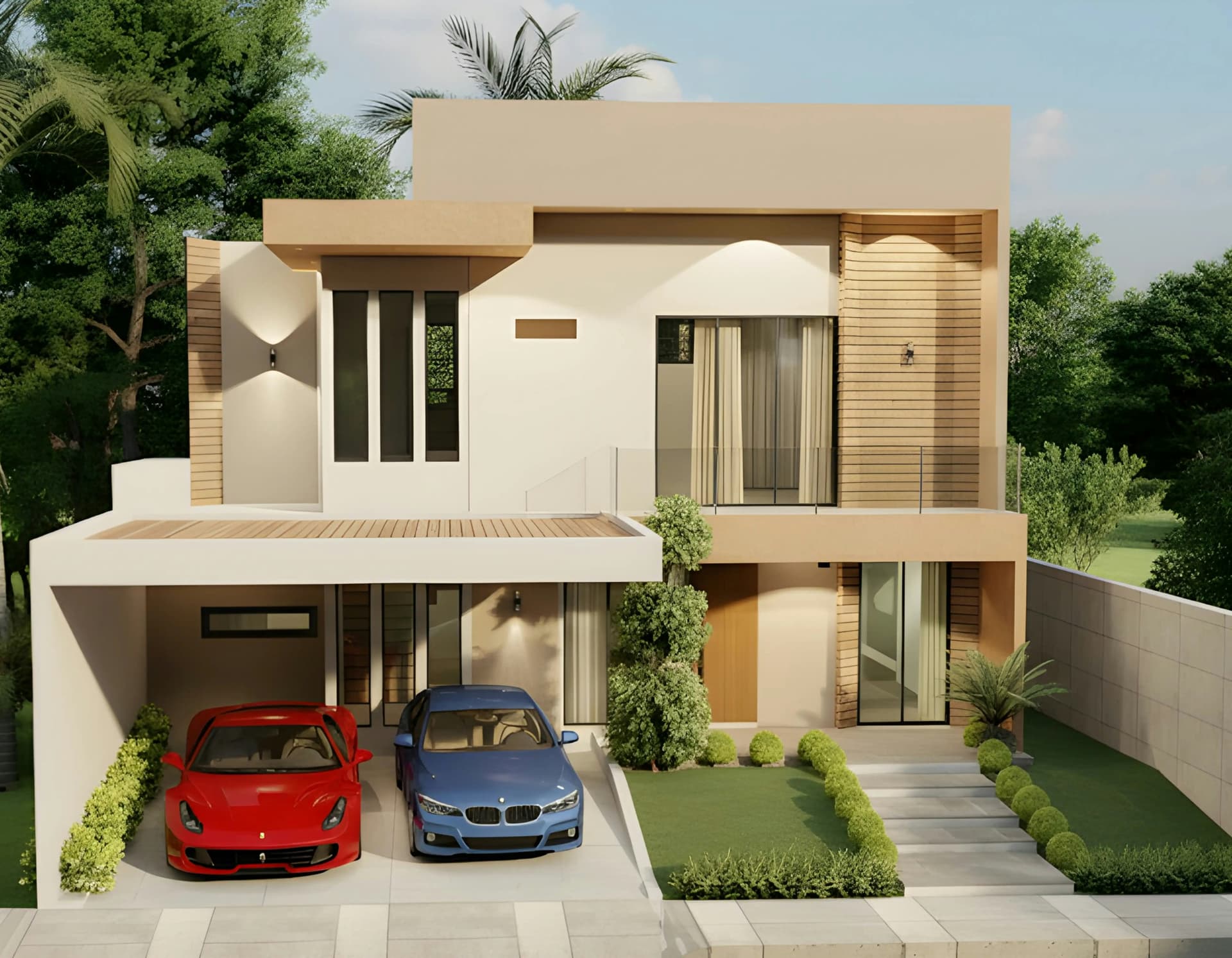 Luxury property with landscaping